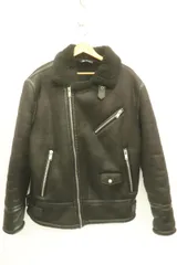 【中古】 ZARA メンズジャケット XL フェイクムートンジャケット ZARA XL 黒 ブラック 無地