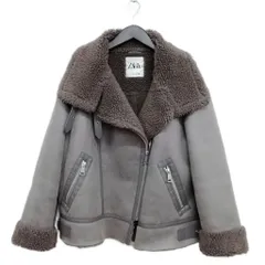 ザラ ZARA B-3 フェイクムートン ボンバー ジャケット ブルゾン L グレージュ系
