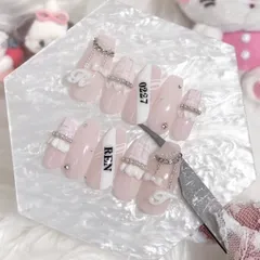 ネイルチップ ┋ MignonNail ┋ ツイードネイル ┋冬ネイル ┋ピンクネイル ┋ フレンチネイル ┋ フリルネイル ┋ フレンチガーリー ┋ スナ系 ┋ オタクネイル ┋ 推しネイル ┋ リボンネイル ┋ 量産型 ┋ キラキラネイル ┋ シンプル