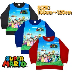 スーパーマリオ 長袖 スウェットシャツ トレーナー 裏毛 パネル柄 子供服 キッズ トドラー ジュニア こども プリント キャラクター ゲームキャラ 旅行 公園 ギフト お誕生日 お祝い クリスマス プレゼント マリオトレーナー