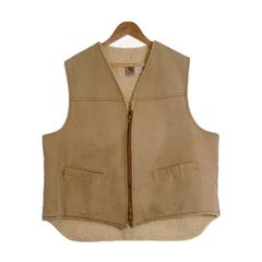 Carhartt ベージュ ジップアップ ベスト - メルカリ