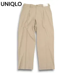 【新品 25SS】 UNIQLO ユニクロ 通年★ ストレッチ タック ワイド スラックス パンツ Sz.XL メンズ ベージュ 大きいサイズ