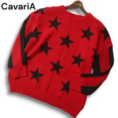 CavariA キャバリア 秋冬 スター柄★ オーバーサイズ クルーネック ニット セーター Sz.44 メンズ 赤のサムネイル