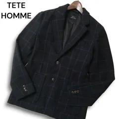 Black on TETE HOMME テットオム 秋冬 ウール混★ ウィンドウペン チェック テーラード ジャケット ブレザー Sz.M メンズのサムネイル