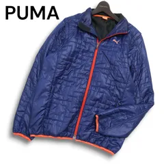 PUMA GOLF プーマ ゴルフ 秋冬 ロゴ刺繍★ 中綿 ダブルジップ ジャケット ブルゾン Sz.O メンズ 青系 ネイビー 大きいサイズ