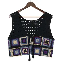 niko and... ニコアンド 通年 前後2WAY★ クロシェ編み カラー ニット ベスト Sz.F レディース