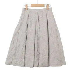 Fabulous Angela ファビュラスアンジェラ 秋冬 パール付き★ フレア ギャザー スカート Sz.F レディース 灰 グレー