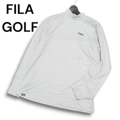 FILA GOLF フィラ ゴルフ 通年 ストレッチ★ 長袖 千鳥格子 モックネック シャツ Sz.LL メンズ 大きいサイズ