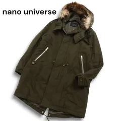 nano universe ナノユニバース 秋冬 リアル ファー＆フード着脱可 中綿 M51 キルティング ウール モッズコート Sz.S　メンズ