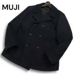 定番人気★ MUJI 無印良品 秋冬 メルトン ウール★ ピーコート Pコート Sz.M メンズ 紺 ネイビー 通勤 通学