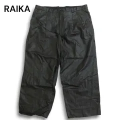 RAIKA ライカ 秋冬 ストレッチ★ フェイク レザー パンツ Sz.100 メンズ 黒 日本製 大きいサイズ 特大