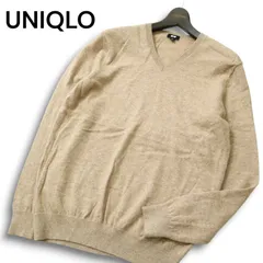 UNIQLO ユニクロ 秋冬 高級 カシミヤ100%★ Vネック セーター ニット Sz.L メンズ