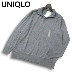 新品 25AW★ UNIQLO ユニクロ 今期 メリノ ウール100％ ニット セーター ハーフジップ Sz.XL メンズ 灰 大きいサイズ 未使用