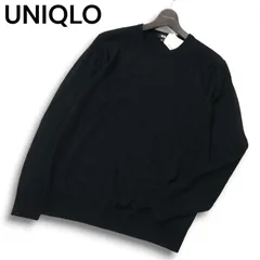 新品 22AW★ UNIQLO ユニクロ エクストラファインメリノ ウール100％ クルーネック セーター ニット Sz.L メンズ 黒 未使用