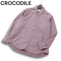 CROCODILE クロコダイル 秋冬 ワニ刺繍★ 長袖 ボタンダウン ネル シャツ Sz.LL メンズ 大きいサイズ