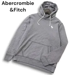 Abercrombie&Fitch アバクロンビー＆フィッチ 裏起毛★ トナカイ刺繍 スウェット パーカー プルオーバー Sz.M メンズ グレー