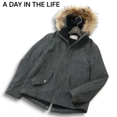 A DAY IN THE LIFE ユナイテッドアローズ 秋冬 リアル ファー★ ウール モッズ コート ジャケット Sz.S メンズ グレー