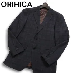 ORIHICA オリヒカ 通年 総裏 ストレッチ★ チェック コンフォート テーラード ジャケット ブレザー Sz.M メンズ 灰 グレー
