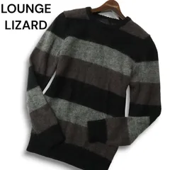 新品・タグ付 Lounge Lizard モヘアボーダーニット サイズ：2 LOUNGE LIZARD 「LOUNGE LIZARD」 ボーダー柄長袖ニット 2 レッド