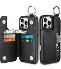 iPhone 16 Pro Max ケース カード 収納 背面 いphone16Pro Max ケース カード入れ 手帳型 耐衝撃 PUレザー カバー 落下防止 指紋防止 滑り止め 擦り傷防止 画面レンズ保護  ブラック