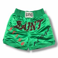참고 상대 55000엔 SAINT MICHAEL 23SS SHORTS BOXING 복싱 쇼츠 하프 팬츠 자수 로고 세인트 마이클 SM-S23-0000-064 그린 L (2801M)