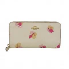 コーチ COACH 長財布 ラウンドファスナー ロングウォレット 花柄 白 ホワイト
