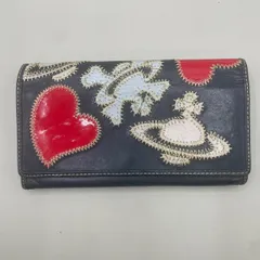 美品　希少　Vivienne Westwood ヴィヴィアンウェストウッド　長財布　ロングウォレット　ステッチ　ハート　パッチワーク　紺　ネイビー