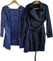 Z1619 【美品】iCBアイシービー　トレンチコートインナーダウン付き　アウター　ネイビー　レディース　11サイズ