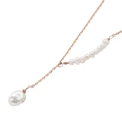 【ピンクゴールド×ワンサイズ】[Cream dot. クリームドット公式] ネックレス レディース   金属アレルギー ニッケルフリー ショート チェーン 淡水パール バロックパール 大人 上品 エレガント きれいめ  