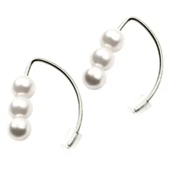【シルバー×ピアス】[Cream dot. クリームドット公式] ピアス レディース   フック 金属アレルギー ニッケルフリー パール 3連 大人 上品 エレガント ミニマム きれいめ シンプル  