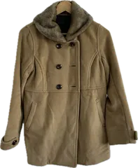 Z1619 【美品】Sunny cloudsサニークラウズ　フェリシモ　ファー付きコート　アウター　ブラウン　レディース　Mサイズ