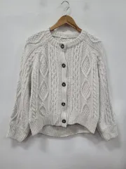 GU アイボリー ケーブル編み ニット カーディガン