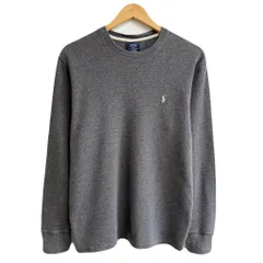 POLO RALPH LAUREN ポロ ラルフローレン サーマルロンT ワッフル地 ロンT ワンポイントロゴ 刺繍 チャコールグレー Mサイズ No.Y819