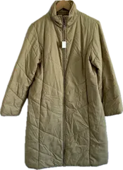 Z1619 【美品】CORDIERカルディア　ロングキルティングコート　アウター　イエロー　レディース　40サイズ