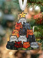 クリスマスツリー用 猫オーナメント 猫アクリルウィンドウ掛けオーナメント 装飾掛けオーナメント