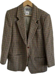 Z1619 【美品】SUIVI.スイヴィ　テーラードジャケット　アウター　ブラウン　千鳥格子　レディース　9サイズ