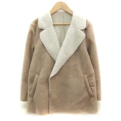 ロペピクニック ROPE Picnic フェイクムートンコート ショート丈 オープンカラー 38 ライトブラウン 薄茶 /YM4