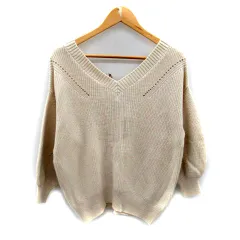 トランテアン ソン ドゥ モード 31 Sons de mode ニット セーター 長袖 Vネック レースアップリボン F ライトベージュ /SY20