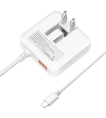 ★OMKUY USB充電器 Type-C 急速充電 スマホ 充電器【NEWモデル/PD20w&QC3.0/1.6cm超薄型/1USBポート&1.5mType-Cケーブル/折り畳み式プラグ/合計3.4A】