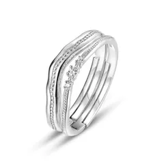 【新品】 [JDE] リング レディース 指輪 フリーサイズ 調整可能 シルバー925 金属アレルギー対応 誕生日 プレゼント【2個セット】 1