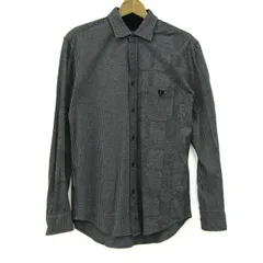 ブラックレーベルクレストブリッジ 長袖シャツ トップス コットン 千鳥格子柄 メンズ Mサイズ 黒×グレー BLACK LABEL CRESTBRIDGE 【中古】