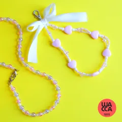 ビーズキーホルダー(ラブリーピンク)