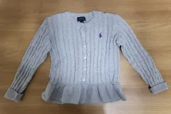 ポロラルフローレン ケーブル ニット カーディガン M (8-10y) グレー