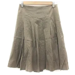 イネド INED フレアスカート ひざ丈 9 カーキ /YM11
