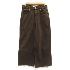 ザラ ZARA デニムパンツ ジーンズ ストレートパンツ アンクル丈 カットオフ 無地 36 ブラウン /YK20 ■MO