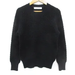 B&Y ユナイテッドアローズ BEAUTY&YOUTH ビューティー&ユース ニット セーター 長袖 クルーネック ウール ボーダー柄 F 紺 黒 ネイビー ブラック /FF49