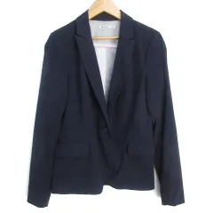 ストラディバリウス stradivarius テーラードジャケット ミドル丈 総裏地 シングルボタン S 紺 ネイビー /FF1