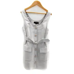 ジルスチュアート JILL STUART ワンピース ミニ丈 ノースリーブ Uネック 無地 ベルト付き 0 ライトグレー /SY3