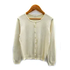 ロペ ROPE カーディガン ミドル丈 ラウンドネック 無地 ウール M アイボリー /SY6