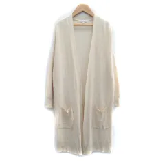 グローバルワーク GLOBAL WORK ニットカーディガン ロング丈 前開き 無地 L アイボリー /SY38